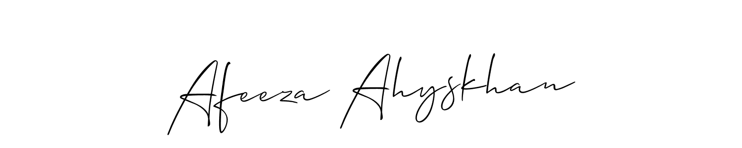 Create a beautiful signature design for name Afeeza Ahyskhan. With this signature (Allison_Script) fonts, you can make a handwritten signature for free. Afeeza Ahyskhan signature style 2 images and pictures png