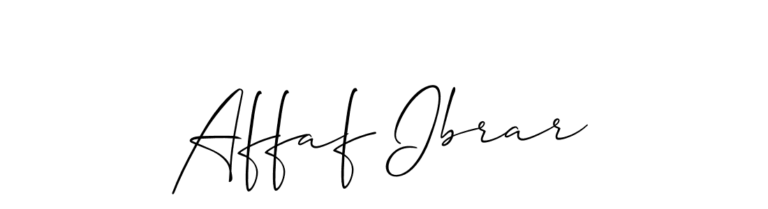 Create a beautiful signature design for name Affaf Ibrar. With this signature (Allison_Script) fonts, you can make a handwritten signature for free. Affaf Ibrar signature style 2 images and pictures png