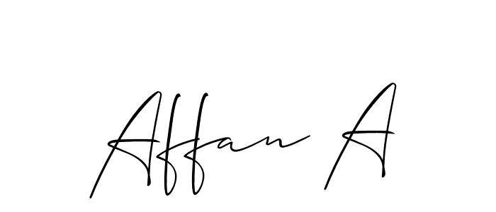 Make a beautiful signature design for name Affan A. With this signature (Allison_Script) style, you can create a handwritten signature for free. Affan A signature style 2 images and pictures png