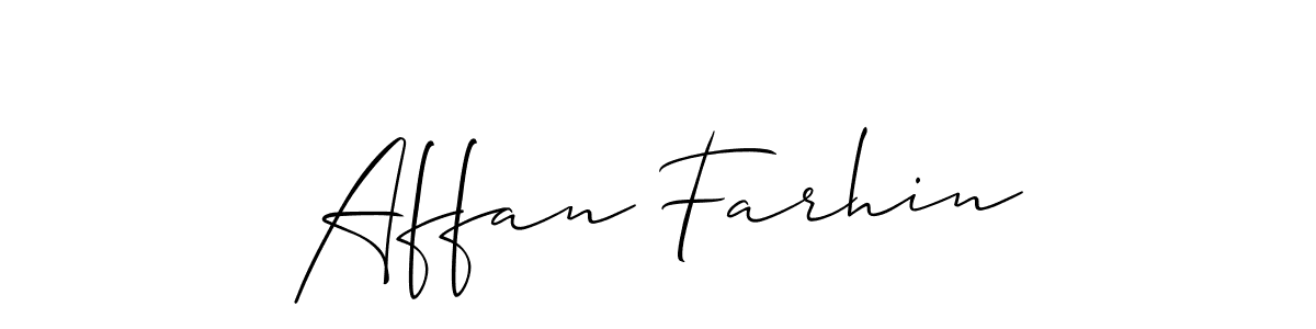 Use a signature maker to create a handwritten signature online. With this signature software, you can design (Allison_Script) your own signature for name Affan Farhin. Affan Farhin signature style 2 images and pictures png