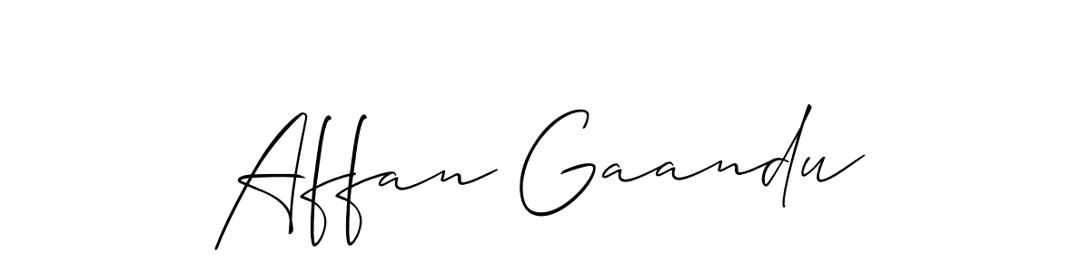 if you are searching for the best signature style for your name Affan Gaandu. so please give up your signature search. here we have designed multiple signature styles  using Allison_Script. Affan Gaandu signature style 2 images and pictures png