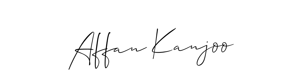Create a beautiful signature design for name Affan Kanjoo. With this signature (Allison_Script) fonts, you can make a handwritten signature for free. Affan Kanjoo signature style 2 images and pictures png