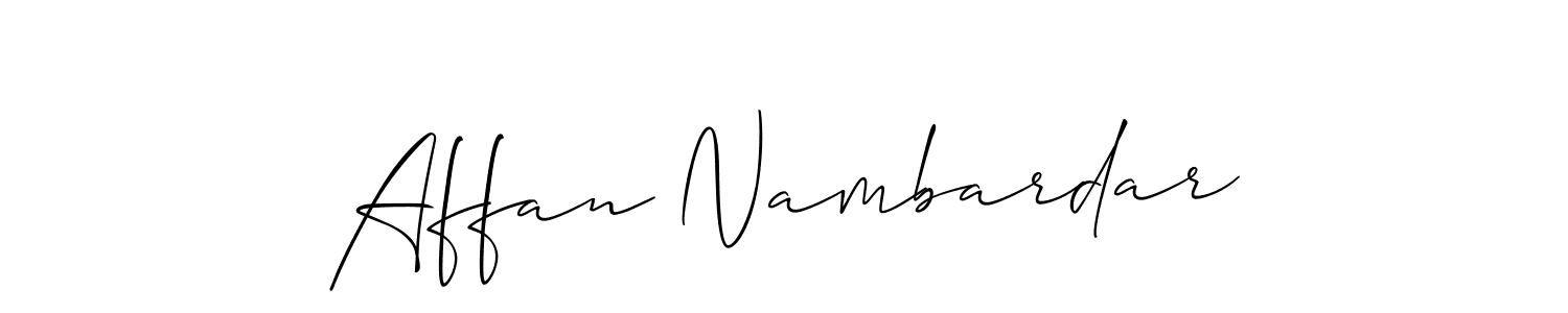Create a beautiful signature design for name Affan Nambardar. With this signature (Allison_Script) fonts, you can make a handwritten signature for free. Affan Nambardar signature style 2 images and pictures png
