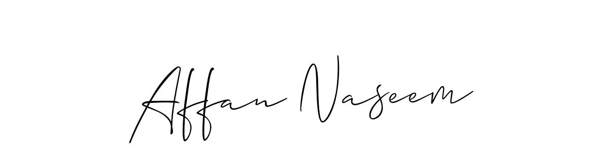 Make a beautiful signature design for name Affan Naseem. With this signature (Allison_Script) style, you can create a handwritten signature for free. Affan Naseem signature style 2 images and pictures png