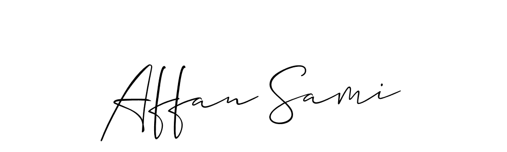 Create a beautiful signature design for name Affan Sami. With this signature (Allison_Script) fonts, you can make a handwritten signature for free. Affan Sami signature style 2 images and pictures png