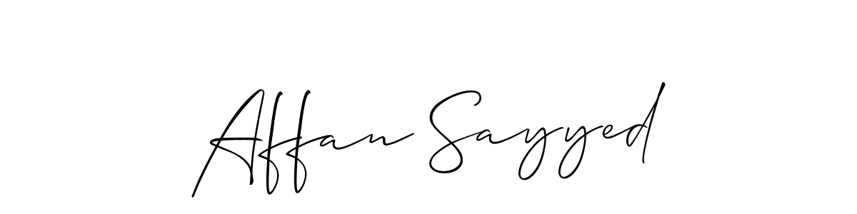 Use a signature maker to create a handwritten signature online. With this signature software, you can design (Allison_Script) your own signature for name Affan Sayyed. Affan Sayyed signature style 2 images and pictures png