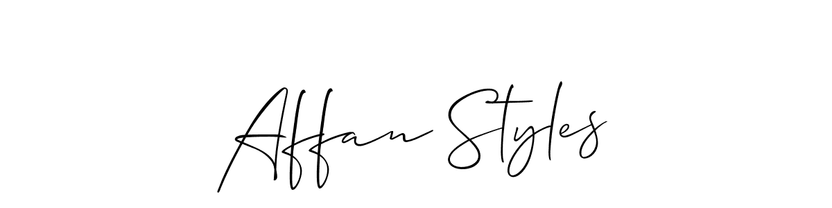 Use a signature maker to create a handwritten signature online. With this signature software, you can design (Allison_Script) your own signature for name Affan Styles. Affan Styles signature style 2 images and pictures png