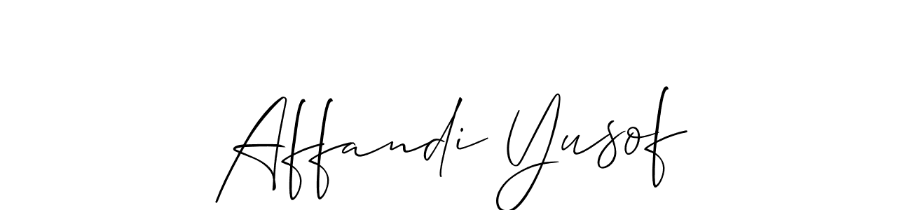 Use a signature maker to create a handwritten signature online. With this signature software, you can design (Allison_Script) your own signature for name Affandi Yusof. Affandi Yusof signature style 2 images and pictures png