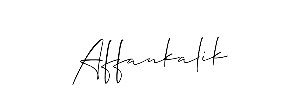 Use a signature maker to create a handwritten signature online. With this signature software, you can design (Allison_Script) your own signature for name Affankalik. Affankalik signature style 2 images and pictures png