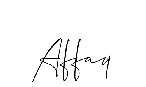 Design your own signature with our free online signature maker. With this signature software, you can create a handwritten (Allison_Script) signature for name Affaq. Affaq signature style 2 images and pictures png