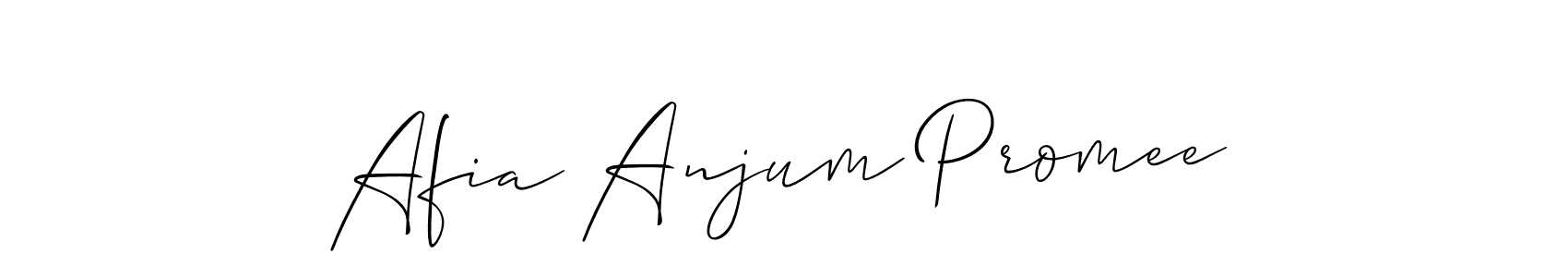 Allison_Script is a professional signature style that is perfect for those who want to add a touch of class to their signature. It is also a great choice for those who want to make their signature more unique. Get Afia Anjum Promee name to fancy signature for free. Afia Anjum Promee signature style 2 images and pictures png