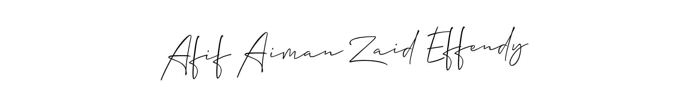 Use a signature maker to create a handwritten signature online. With this signature software, you can design (Allison_Script) your own signature for name Afif Aiman Zaid Effendy. Afif Aiman Zaid Effendy signature style 2 images and pictures png