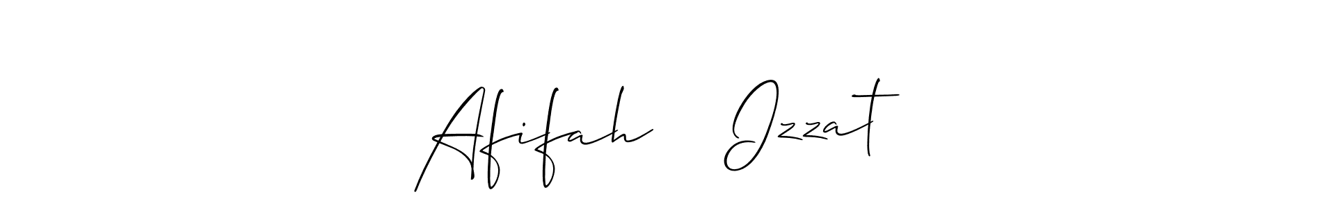 The best way (Allison_Script) to make a short signature is to pick only two or three words in your name. The name Afifah ❤️ Izzat include a total of six letters. For converting this name. Afifah ❤️ Izzat signature style 2 images and pictures png
