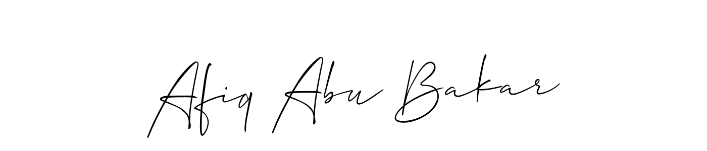 Make a beautiful signature design for name Afiq Abu Bakar. With this signature (Allison_Script) style, you can create a handwritten signature for free. Afiq Abu Bakar signature style 2 images and pictures png
