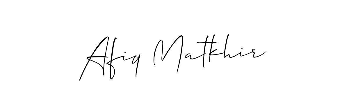 Use a signature maker to create a handwritten signature online. With this signature software, you can design (Allison_Script) your own signature for name Afiq Matkhir. Afiq Matkhir signature style 2 images and pictures png