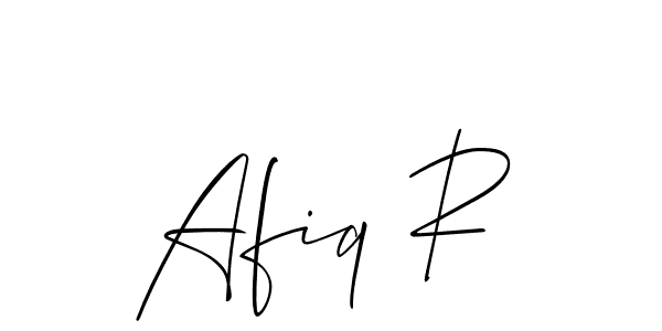 How to make Afiq R name signature. Use Allison_Script style for creating short signs online. This is the latest handwritten sign. Afiq R signature style 2 images and pictures png