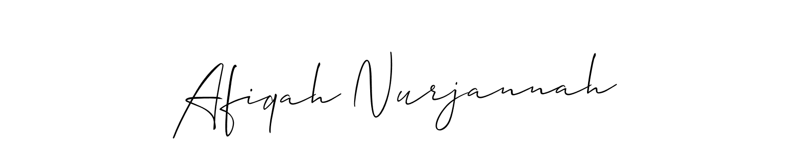 Design your own signature with our free online signature maker. With this signature software, you can create a handwritten (Allison_Script) signature for name Afiqah Nurjannah. Afiqah Nurjannah signature style 2 images and pictures png