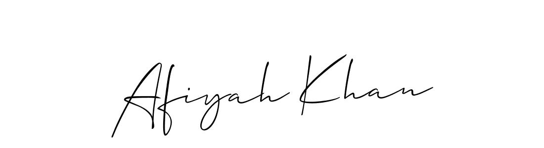 Make a beautiful signature design for name Afiyah Khan. With this signature (Allison_Script) style, you can create a handwritten signature for free. Afiyah Khan signature style 2 images and pictures png
