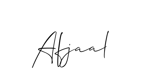 The best way (Allison_Script) to make a short signature is to pick only two or three words in your name. The name Afjaal include a total of six letters. For converting this name. Afjaal signature style 2 images and pictures png