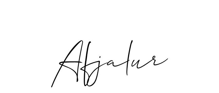 The best way (Allison_Script) to make a short signature is to pick only two or three words in your name. The name Afjalur include a total of six letters. For converting this name. Afjalur signature style 2 images and pictures png