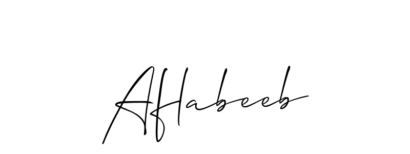 Use a signature maker to create a handwritten signature online. With this signature software, you can design (Allison_Script) your own signature for name Aflabeeb. Aflabeeb signature style 2 images and pictures png