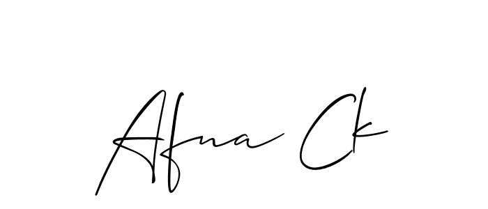 The best way (Allison_Script) to make a short signature is to pick only two or three words in your name. The name Afna Ck include a total of six letters. For converting this name. Afna Ck signature style 2 images and pictures png