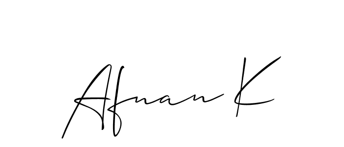 You should practise on your own different ways (Allison_Script) to write your name (Afnan K) in signature. don't let someone else do it for you. Afnan K signature style 2 images and pictures png