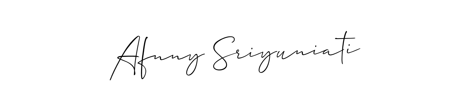 Design your own signature with our free online signature maker. With this signature software, you can create a handwritten (Allison_Script) signature for name Afnny Sriyuniati. Afnny Sriyuniati signature style 2 images and pictures png