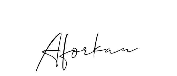 The best way (Allison_Script) to make a short signature is to pick only two or three words in your name. The name Aforkan include a total of six letters. For converting this name. Aforkan signature style 2 images and pictures png