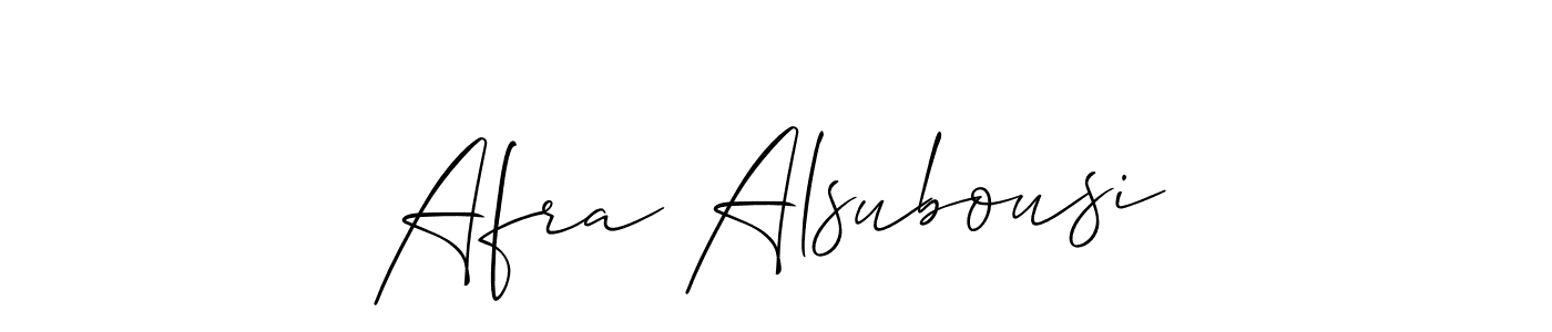 Design your own signature with our free online signature maker. With this signature software, you can create a handwritten (Allison_Script) signature for name Afra Alsubousi. Afra Alsubousi signature style 2 images and pictures png