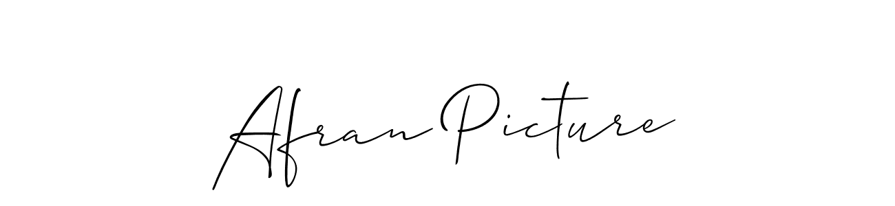 Use a signature maker to create a handwritten signature online. With this signature software, you can design (Allison_Script) your own signature for name Afran Picture. Afran Picture signature style 2 images and pictures png