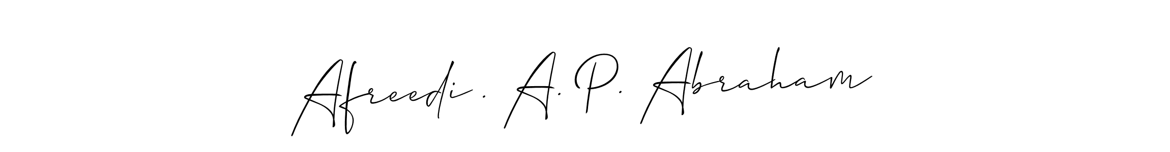 Once you've used our free online signature maker to create your best signature Allison_Script style, it's time to enjoy all of the benefits that Afreedi . A. P. Abraham name signing documents. Afreedi . A. P. Abraham signature style 2 images and pictures png