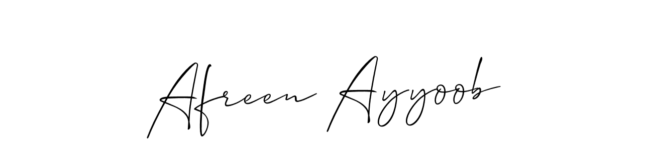 The best way (Allison_Script) to make a short signature is to pick only two or three words in your name. The name Afreen Ayyoob include a total of six letters. For converting this name. Afreen Ayyoob signature style 2 images and pictures png