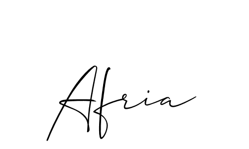 Design your own signature with our free online signature maker. With this signature software, you can create a handwritten (Allison_Script) signature for name Afria. Afria signature style 2 images and pictures png