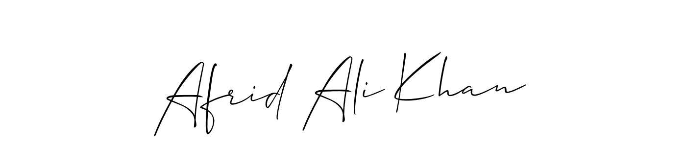 Use a signature maker to create a handwritten signature online. With this signature software, you can design (Allison_Script) your own signature for name Afrid Ali Khan. Afrid Ali Khan signature style 2 images and pictures png