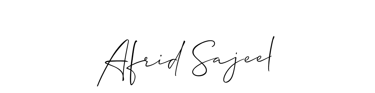 The best way (Allison_Script) to make a short signature is to pick only two or three words in your name. The name Afrid Sajeel include a total of six letters. For converting this name. Afrid Sajeel signature style 2 images and pictures png