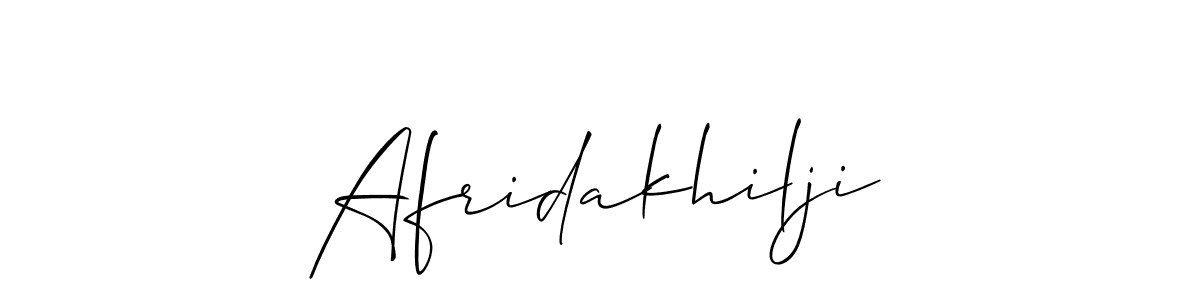 Design your own signature with our free online signature maker. With this signature software, you can create a handwritten (Allison_Script) signature for name Afridakhilji. Afridakhilji signature style 2 images and pictures png