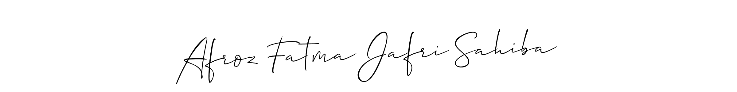 Allison_Script is a professional signature style that is perfect for those who want to add a touch of class to their signature. It is also a great choice for those who want to make their signature more unique. Get Afroz Fatma Jafri Sahiba name to fancy signature for free. Afroz Fatma Jafri Sahiba signature style 2 images and pictures png