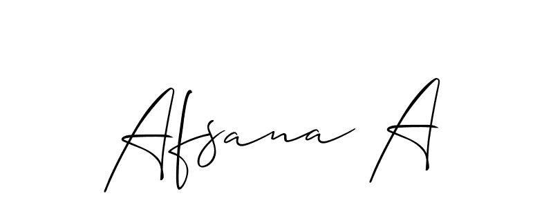 It looks lik you need a new signature style for name Afsana A. Design unique handwritten (Allison_Script) signature with our free signature maker in just a few clicks. Afsana A signature style 2 images and pictures png