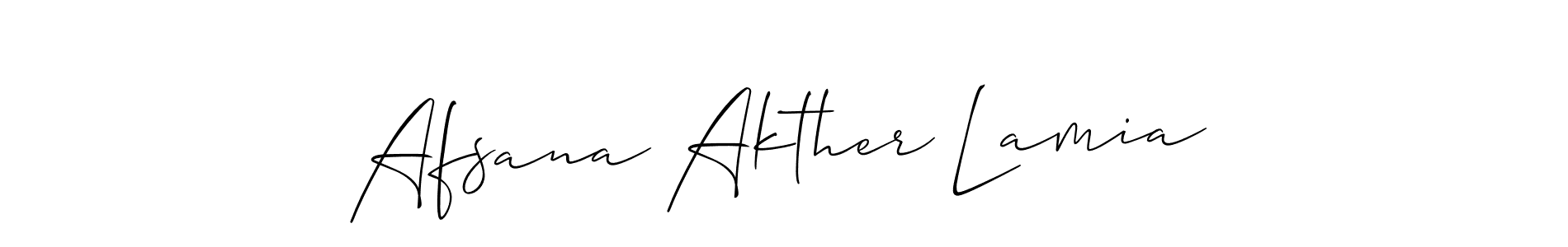 Make a short Afsana Akther Lamia signature style. Manage your documents anywhere anytime using Allison_Script. Create and add eSignatures, submit forms, share and send files easily. Afsana Akther Lamia signature style 2 images and pictures png