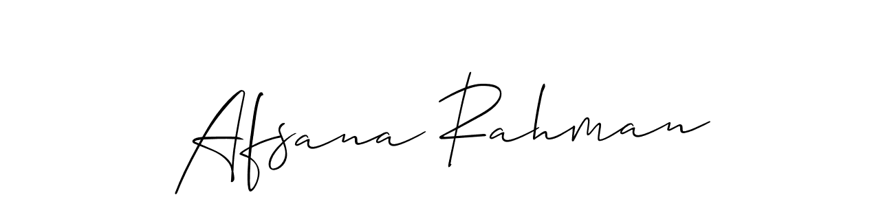 Design your own signature with our free online signature maker. With this signature software, you can create a handwritten (Allison_Script) signature for name Afsana Rahman. Afsana Rahman signature style 2 images and pictures png