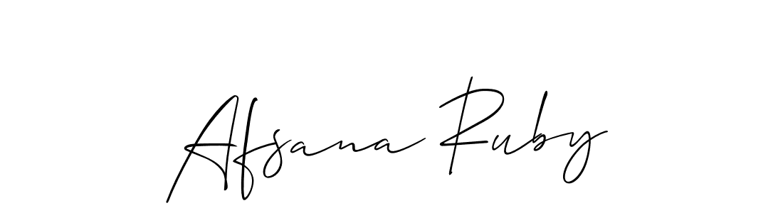 The best way (Allison_Script) to make a short signature is to pick only two or three words in your name. The name Afsana Ruby include a total of six letters. For converting this name. Afsana Ruby signature style 2 images and pictures png