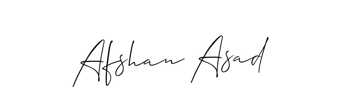 Make a beautiful signature design for name Afshan Asad. With this signature (Allison_Script) style, you can create a handwritten signature for free. Afshan Asad signature style 2 images and pictures png