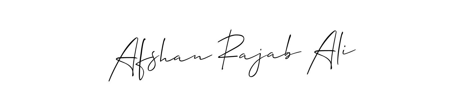 Also You can easily find your signature by using the search form. We will create Afshan Rajab Ali name handwritten signature images for you free of cost using Allison_Script sign style. Afshan Rajab Ali signature style 2 images and pictures png
