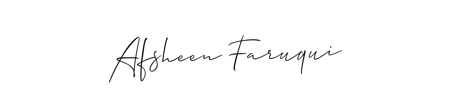 The best way (Allison_Script) to make a short signature is to pick only two or three words in your name. The name Afsheen Faruqui include a total of six letters. For converting this name. Afsheen Faruqui signature style 2 images and pictures png