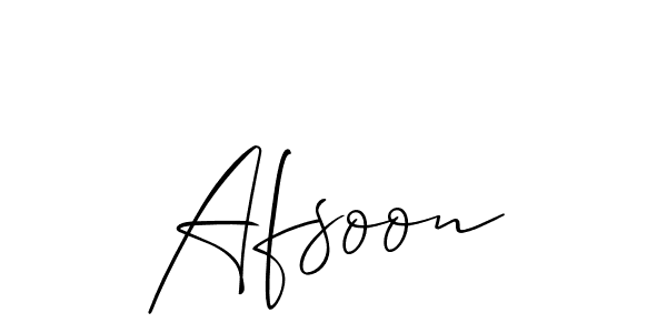 The best way (Allison_Script) to make a short signature is to pick only two or three words in your name. The name Afsoon include a total of six letters. For converting this name. Afsoon signature style 2 images and pictures png