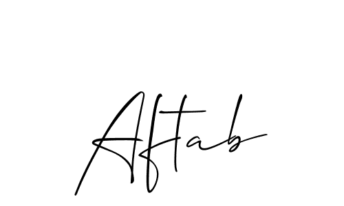 if you are searching for the best signature style for your name Aftab. so please give up your signature search. here we have designed multiple signature styles  using Allison_Script. Aftab signature style 2 images and pictures png