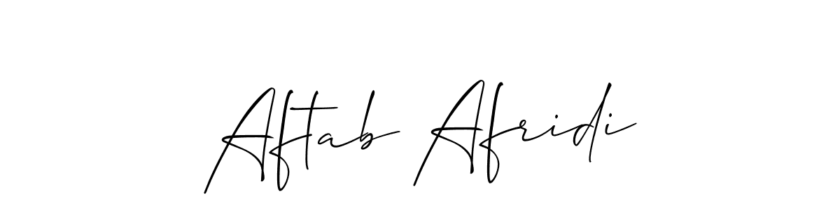 Use a signature maker to create a handwritten signature online. With this signature software, you can design (Allison_Script) your own signature for name Aftab Afridi. Aftab Afridi signature style 2 images and pictures png