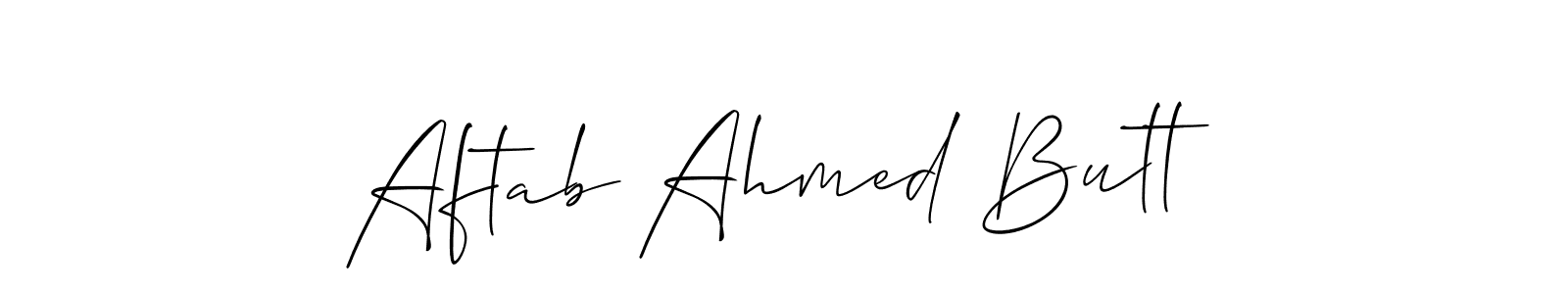 This is the best signature style for the Aftab Ahmed Butt name. Also you like these signature font (Allison_Script). Mix name signature. Aftab Ahmed Butt signature style 2 images and pictures png