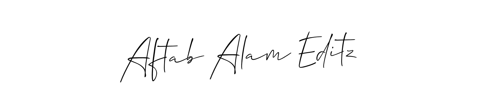 It looks lik you need a new signature style for name Aftab Alam Editz. Design unique handwritten (Allison_Script) signature with our free signature maker in just a few clicks. Aftab Alam Editz signature style 2 images and pictures png